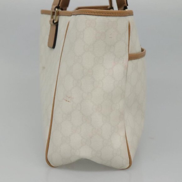 GUCCI GG Supreme Tote Bag PVC Outlet White Gold - Picture 5 of 15